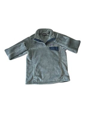 Patagonia Kids Fleece Pullover in Light Teal with Navy Accents